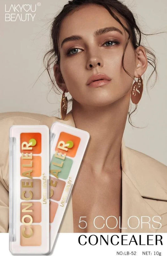 Lakyou Beauty Premium Quality 5 IN ONE Base Concealer Palette Shade Concealer (Multicolour - 02)